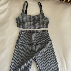 ALO Houndstooth workout set - sports bra and biker shorts